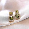 European and American Cross-border Green Zircon Flower Geometric Earrings Elegant All-match Earrings Light Luxury High-end Earrings Design Sense