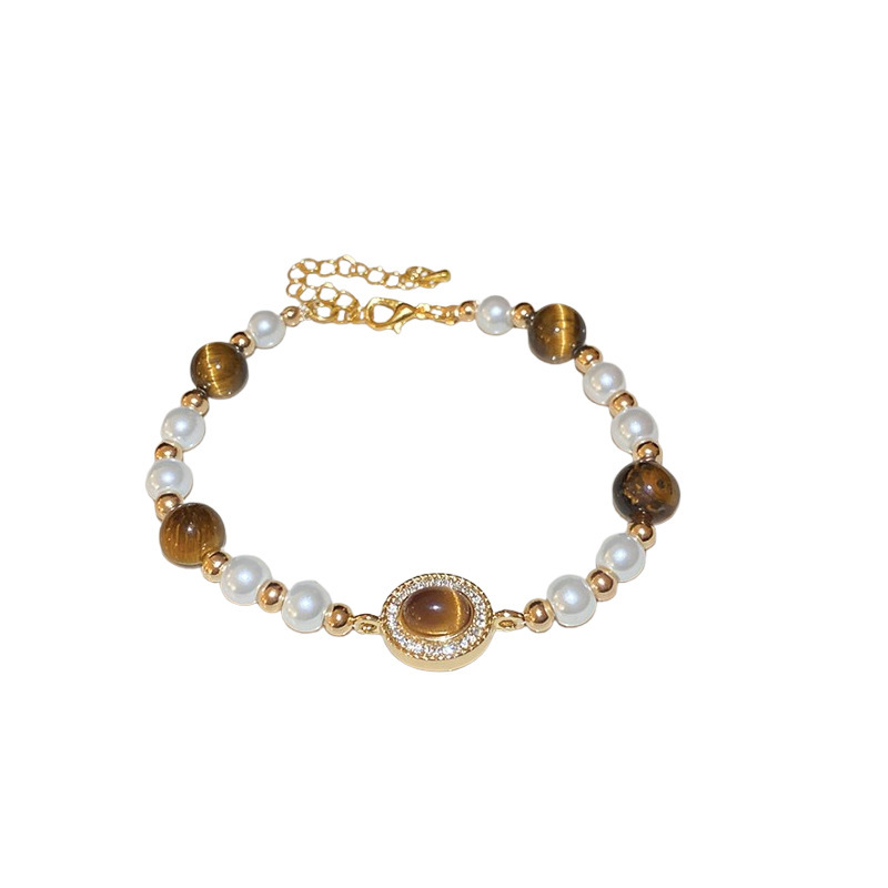 French Retro Baroque Crystal Pearl Bracelet, Light Luxury and High-End Bracelet, White, Fashionable and Versatile Hand Jewelry