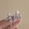 Silver needle flower love tassel earrings simple fashion Joker earrings small fresh light luxury high sense earrings wholesale