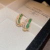 European and American Cross-border Green Zircon Flower Geometric Earrings Elegant All-match Earrings Light Luxury High-end Earrings Design Sense
