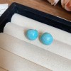 Silver Needle Fresh Blue Resin Diamond-Studded Round Earrings, Light Luxury High-End Earrings, Niche Forest-Style Temperament Ear Accessories