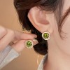 European and American Cross-border Green Zircon Flower Geometric Earrings Elegant All-match Earrings Light Luxury High-end Earrings Design Sense