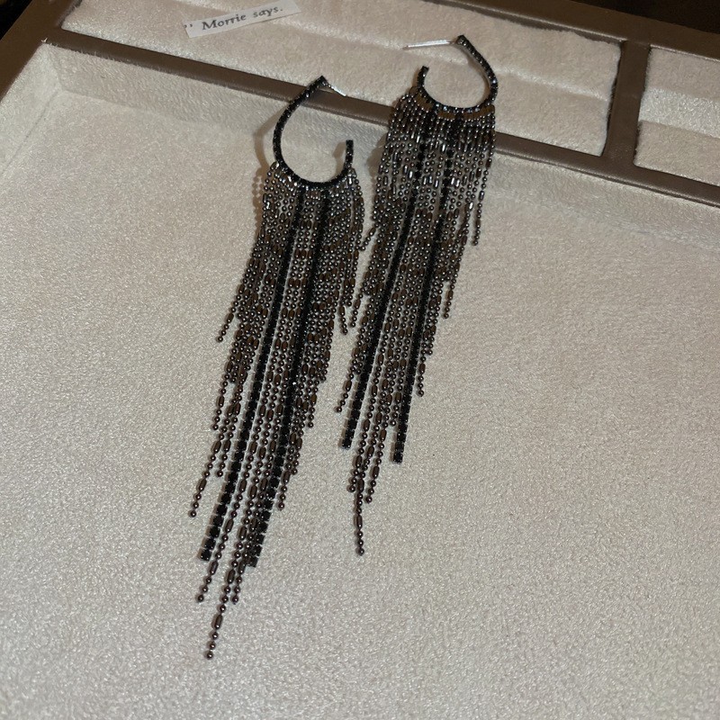 European and American Cross-border Long Wheat Ears Flowers Leaves Tassel Earrings Cold Style Elegant Earrings Light Luxury High-end Earrings