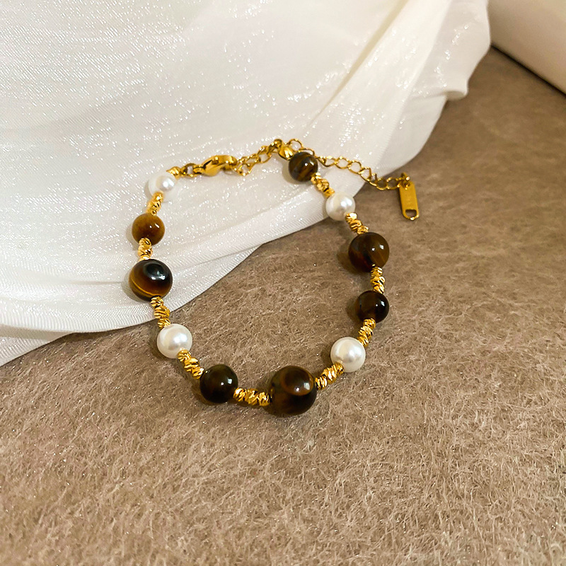 French Retro Baroque Crystal Pearl Bracelet, Light Luxury and High-End Bracelet, White, Fashionable and Versatile Hand Jewelry