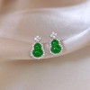 European and American Cross-border Green Zircon Flower Geometric Earrings Elegant All-match Earrings Light Luxury High-end Earrings Design Sense