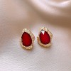 Silver Needle Fresh Blue Resin Diamond-Studded Round Earrings, Light Luxury High-End Earrings, Niche Forest-Style Temperament Ear Accessories