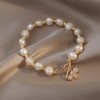 French Retro Baroque Crystal Pearl Bracelet, Light Luxury and High-End Bracelet, White, Fashionable and Versatile Hand Jewelry