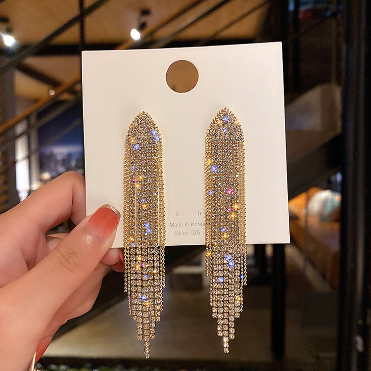 European and American Cross-border Long Wheat Ears Flowers Leaves Tassel Earrings Cold Style Elegant Earrings Light Luxury High-end Earrings