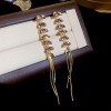 European and American Cross-border Long Wheat Ears Flowers Leaves Tassel Earrings Cold Style Elegant Earrings Light Luxury High-end Earrings