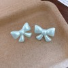 Silver Needle Fresh Blue Resin Diamond-Studded Round Earrings, Light Luxury High-End Earrings, Niche Forest-Style Temperament Ear Accessories