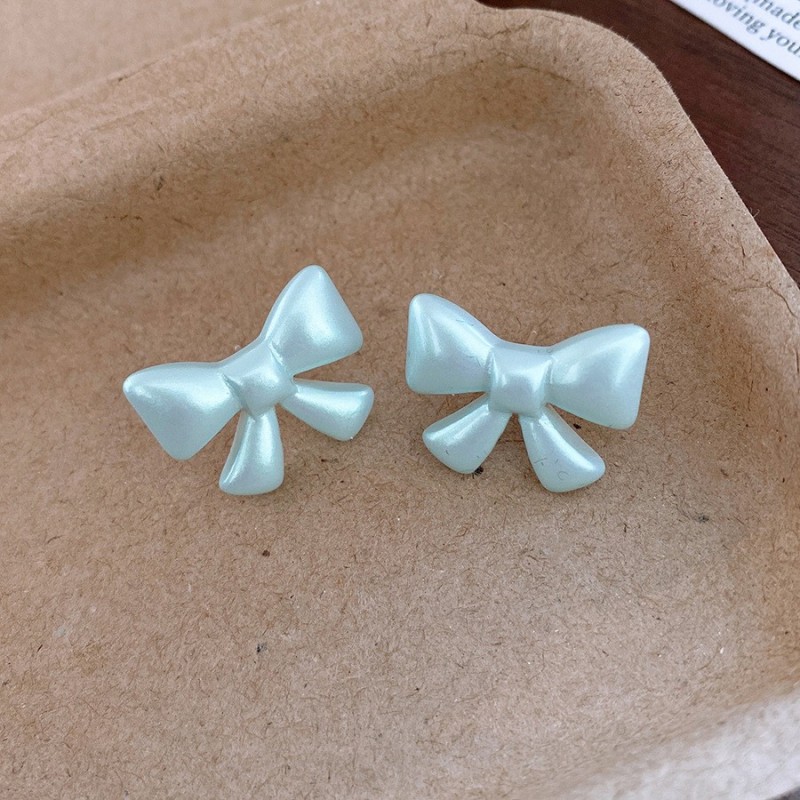 Silver Needle Fresh Blue Resin Diamond-Studded Round Earrings, Light Luxury High-End Earrings, Niche Forest-Style Temperament Ear Accessories