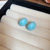 Silver Needle Fresh Blue Resin Diamond-Studded Round Earrings, Light Luxury High-End Earrings, Niche Forest-Style Temperament Ear Accessories