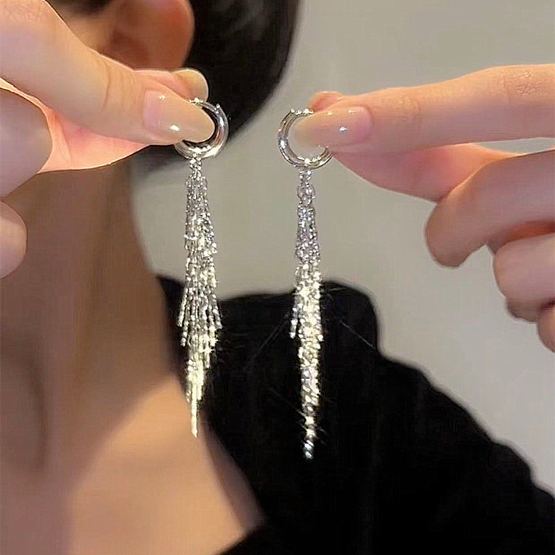 European and American Cross-border Long Wheat Ears Flowers Leaves Tassel Earrings Cold Style Elegant Earrings Light Luxury High-end Earrings