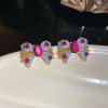 Silver Needle Fresh Blue Resin Diamond-Studded Round Earrings, Light Luxury High-End Earrings, Niche Forest-Style Temperament Ear Accessories