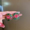 European and American Cross-border Green Zircon Flower Geometric Earrings Elegant All-match Earrings Light Luxury High-end Earrings Design Sense