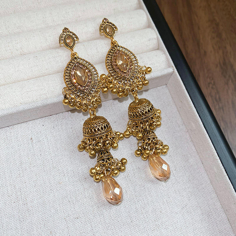 European and American Cross-border Long Wheat Ears Flowers Leaves Tassel Earrings Cold Style Elegant Earrings Light Luxury High-end Earrings