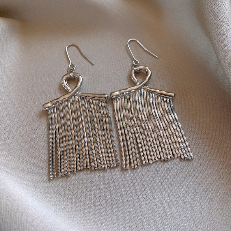 European and American Cross-border Long Wheat Ears Flowers Leaves Tassel Earrings Cold Style Elegant Earrings Light Luxury High-end Earrings