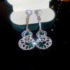 European and American Cross-border Green Zircon Flower Geometric Earrings Elegant All-match Earrings Light Luxury High-end Earrings Design Sense