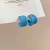 Silver Needle Fresh Blue Resin Diamond-Studded Round Earrings, Light Luxury High-End Earrings, Niche Forest-Style Temperament Ear Accessories