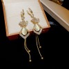 European and American Cross-border Long Wheat Ears Flowers Leaves Tassel Earrings Cold Style Elegant Earrings Light Luxury High-end Earrings