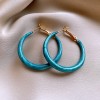 Silver Needle Fresh Blue Resin Diamond-Studded Round Earrings, Light Luxury High-End Earrings, Niche Forest-Style Temperament Ear Accessories