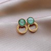 Silver Needle Fresh Blue Resin Diamond-Studded Round Earrings, Light Luxury High-End Earrings, Niche Forest-Style Temperament Ear Accessories