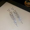 European and American Cross-border Long Wheat Ears Flowers Leaves Tassel Earrings Cold Style Elegant Earrings Light Luxury High-end Earrings