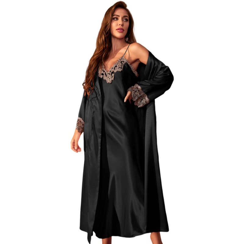 Cross-border suspenders nightgown suit simple casual sexy printed pajamas two-piece women’s four-season home clothes wholesale