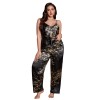New European and American Style Imitation Silk Pajamas Set, Fashionable Printed Women’s Sexy Nightgown, Large Size Casual Home Wear