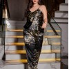 New European and American Style Imitation Silk Pajamas Set, Fashionable Printed Women’s Sexy Nightgown, Large Size Casual Home Wear