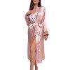 Factory in stock Long Ice Silk Nightgown Summer Thin Fashionable Simple Home Clothes Women Sexy Cardigan Bathrobe