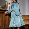 Simple Women’s Four Seasons Home Clothes Lace-Up Nightgown Nightgown Two-Piece Set Thin Outer Wear Mid-Length Pajamas Set