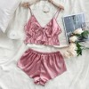European and American Style Cross-Border New Imitation Silk Lingerie, Sexy Loungewear, Ice Silk Pajamas, Women’s Camisole, Belly Wrap, Shorts Set