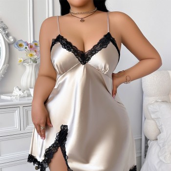 plus size Women’s Backless Sexy Slip Skirt Imitation Silk Nightgown Casual Loose Home Wear Thin Ice Silk Pajamas