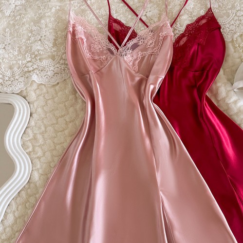 Amazon’s New Women’s Suspender Nightgown, Lace-Trimmed Sexy Nightgown, Comfortable Home Wear, Casual Nightgown, Bathrobe