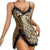 Sexy Leopard Print Sleeping Nightdress Summer Thin Breathable Sling dress Home Clothes New Ice Silk Pajamas for Women