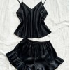 Dannilin Ice Silk Pajamas Women’s Sexy Sling Shorts Two-Piece Set Home Clothes Summer Silk Nightgown