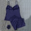 New Solid Color Ice Silk Pajamas for Women, Thin Home Suspender Shorts Set, Sexy and Light Two-Piece Home Clothes