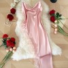 European and American Style Fashionable Sexy Nightgown Backless Slim Women’s Home Wear Suspender Dress Lace Nightgown