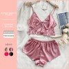 European and American Style Cross-Border New Imitation Silk Lingerie, Sexy Loungewear, Ice Silk Pajamas, Women’s Camisole, Belly Wrap, Shorts Set