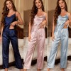 Denilyn Thin Ice Silk Pajamas Women’s Outwear Casual Home Clothes Women’s Fashionable Sleeping Pants suit with Suspenders