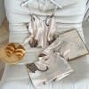 European and American Style Cross-Border Pajamas Leopard Print Camisole and Long Pants Set, Fashionable Faux Silk Loungewear Pajama Set