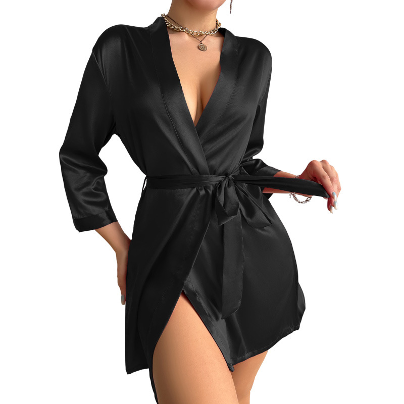 Sexy Solid Color Pajamas Summer Thin Breathable Sling dress Home Clothes New Ice Silk Pajamas for Women