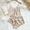 European and American Style Cross-Border New Imitation Silk Lingerie, Sexy Loungewear, Ice Silk Pajamas, Women’s Camisole, Belly Wrap, Shorts Set