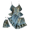 Danny Linchun Summer Silk Pajamas Two-Piece Set Fashion Printed Shorts Home Clothes suit Sexy Slip Skirt