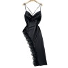 European and American Style Fashionable Sexy Nightgown Backless Slim Women’s Home Wear Suspender Dress Lace Nightgown