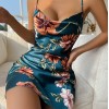 Sexy Short Backless Home Nightgown Pure Color Summer V Neck Cross Suspender Skirt Imitation Silk Thin Dress for Women