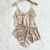 European and American Style Cross-Border New Imitation Silk Lingerie, Sexy Loungewear, Ice Silk Pajamas, Women’s Camisole, Belly Wrap, Shorts Set