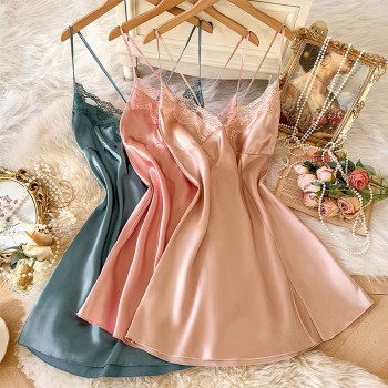 Amazon’s New Women’s Suspender Nightgown, Lace-Trimmed Sexy Nightgown, Comfortable Home Wear, Casual Nightgown, Bathrobe