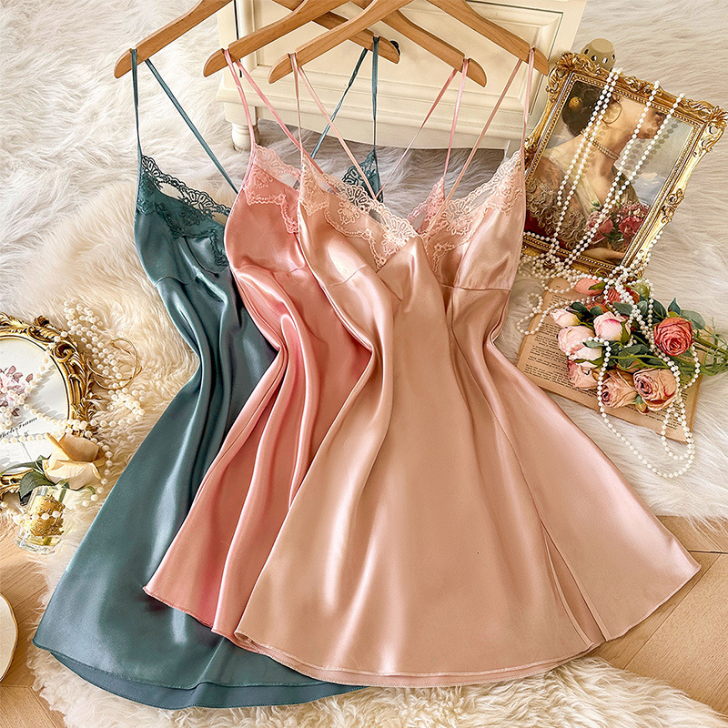 Amazon’s New Women’s Suspender Nightgown, Lace-Trimmed Sexy Nightgown, Comfortable Home Wear, Casual Nightgown, Bathrobe